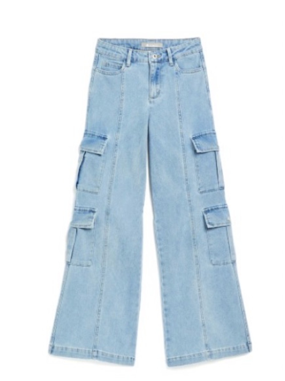 Nordstroms Tractr Pale Blue Wide-Leg Cargo Jeans for Kids- worn once